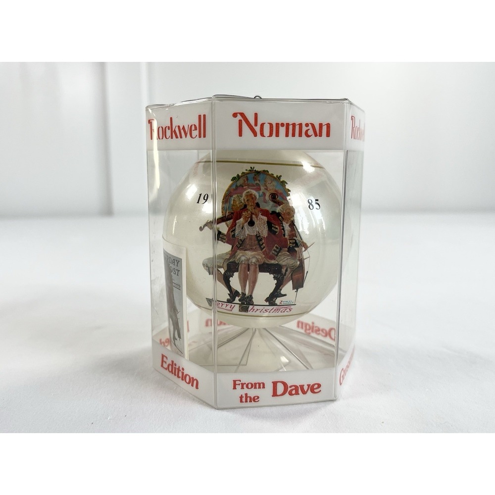 Vintage 1985 Norman Rockwell Christmas Glass Ball Ornament 11th Ed Grossman New
